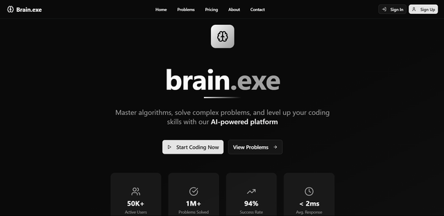 FlincByte Custom Software Case Study: Brain.exe - Leetcode-style web platform for practicing DSA coding challenges in a real-time editor.