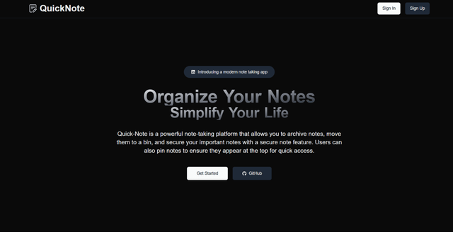 FlincByte Custom Software Case Study: QuickNote - Feature-rich note-taking web application with archive and encrypted note support.